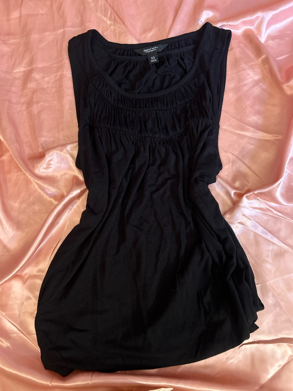 Simply Vera Vera Wang Black Pleated Sleeveless Top